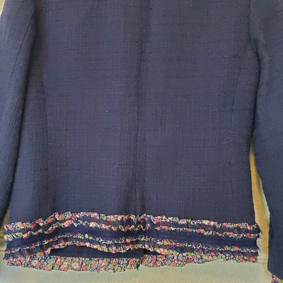 J Crew Lady Jacket Blazer Liberty Floral Trim Tweed Preppy Navy Blue Womens 2 - Picture 10 of 16